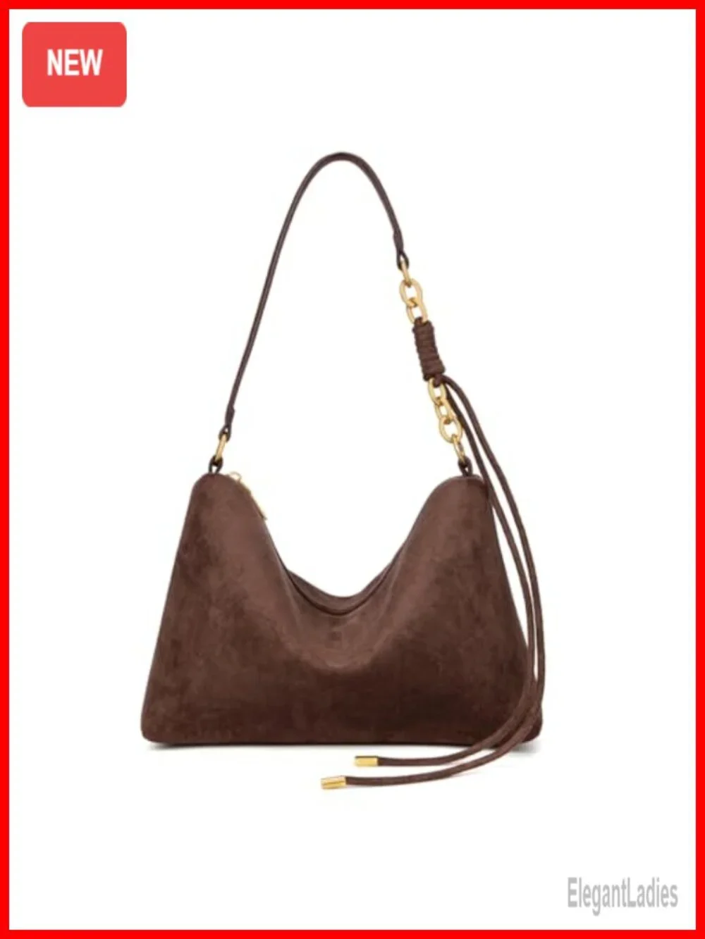 Faux Suede Hobo Shoulder Bag with Adjustable Strap